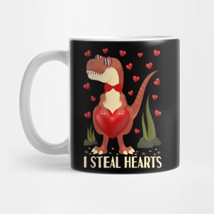 i steal hearts valentines day dinosaur t rex Mug